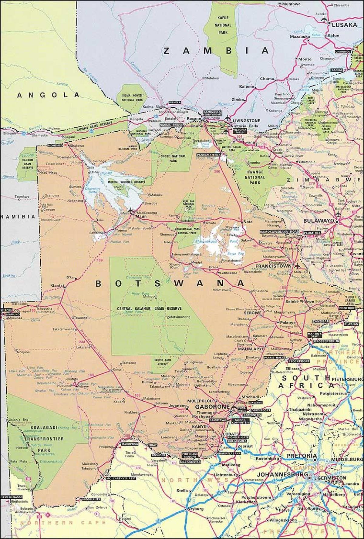 ceļu karte Botsvāna