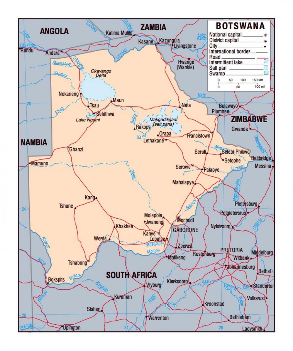 karte Botsvāna politisko