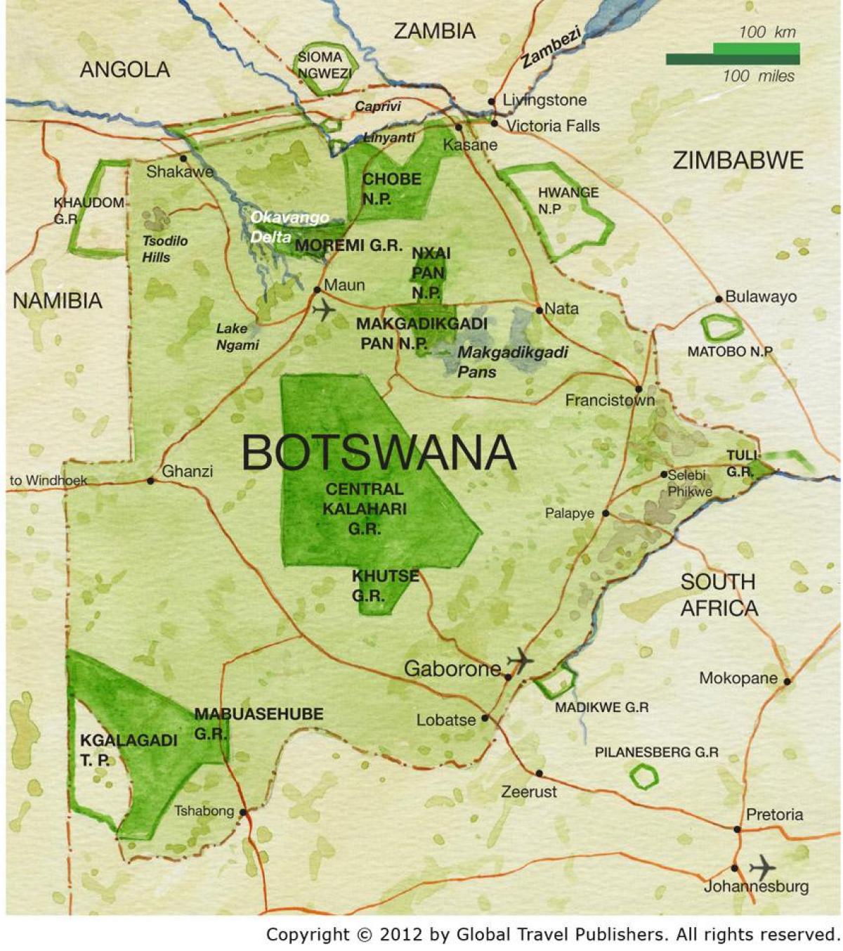 karte Botsvāna spēli rezerves
