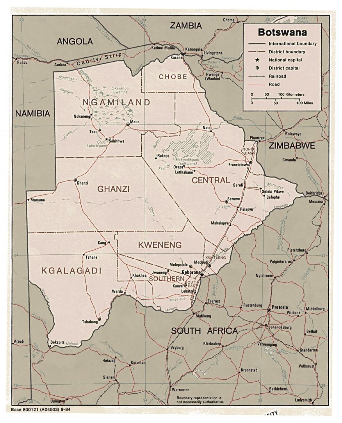 detalizētu karti no Botsvānas