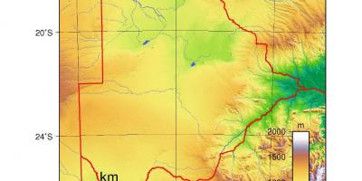 Karte Botsvāna fizisko