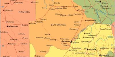 Karte Botsvāna, kurā visi ciemi