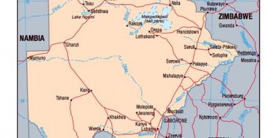 Karte Botsvāna politisko