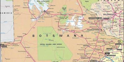 Karte detalizēta ceļu karte Botsvāna